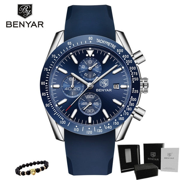 BENYAR 2018 Mens Business Full Steel Quartz Top Brand Luxury Watch