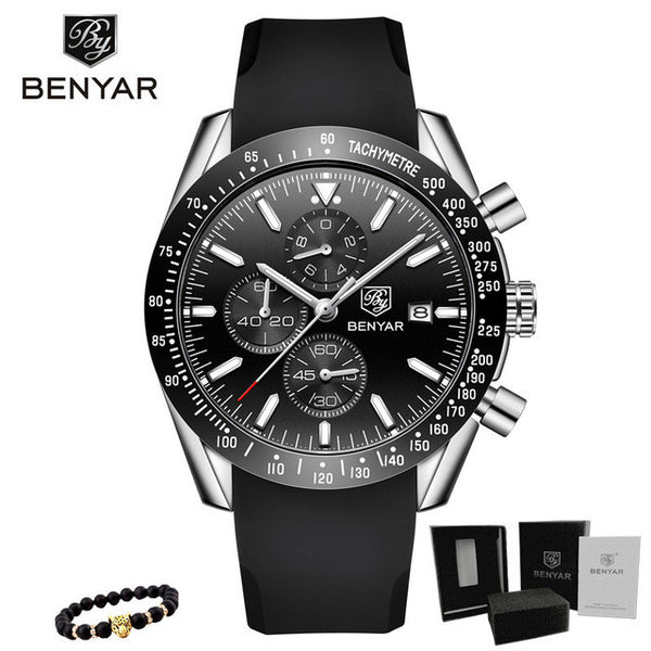 BENYAR 2018 Mens Business Full Steel Quartz Top Brand Luxury Watch