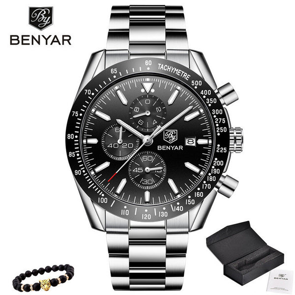 BENYAR 2018 Mens Business Full Steel Quartz Top Brand Luxury Watch