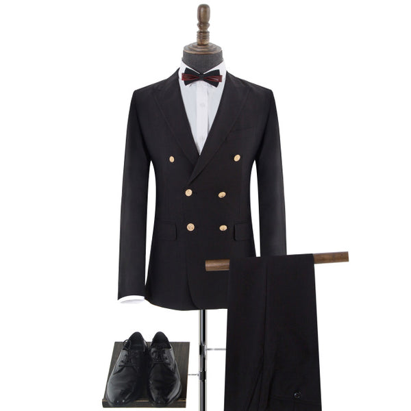Mens High-end Wide Peak Lapels Double-breasted Tailor Made Suits